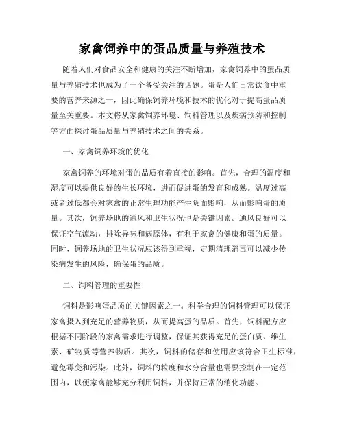 家禽饲养中的蛋品质量与养殖技术