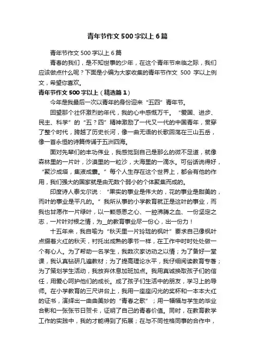 青年节作文500字以上6篇