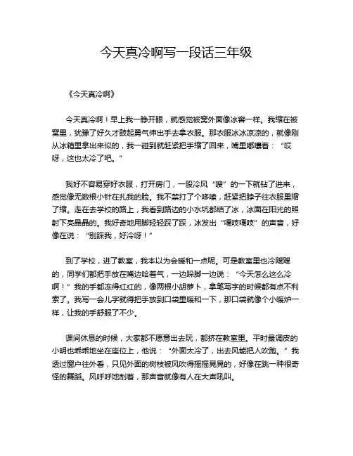 今天真冷啊写一段话三年级