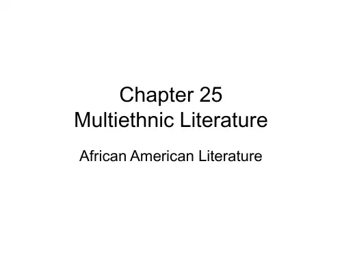 美国文学史Chapter 25 African American Literature