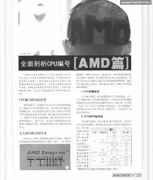全面剖析CPU编号[AMD篇]
