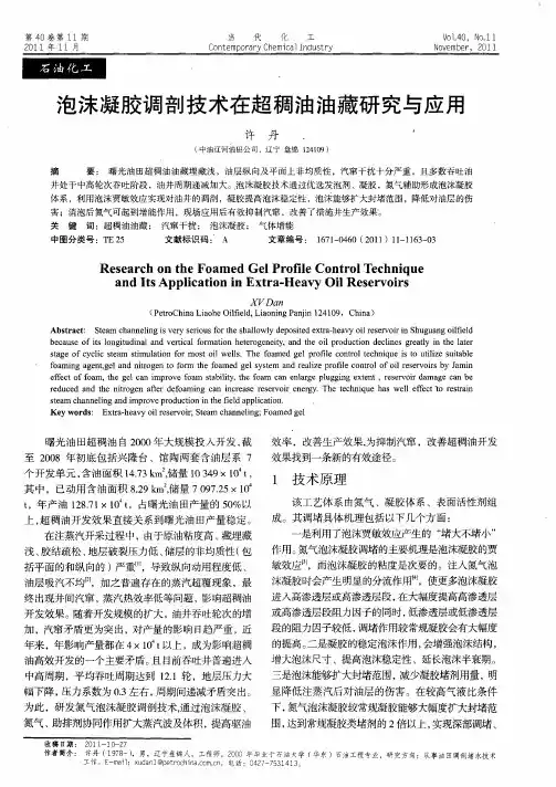 泡沫凝胶调剖技术在超稠油油藏研究与应用