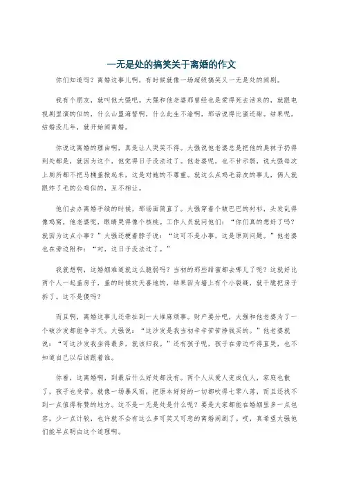 一无是处的搞笑关于离婚的作文