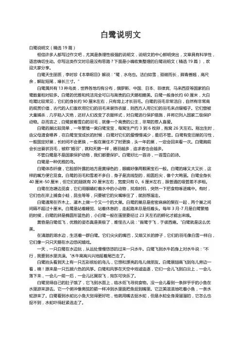 白鹭说明文（精选19篇）