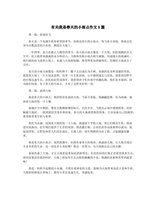 有关我是春天的小雨点作文5篇