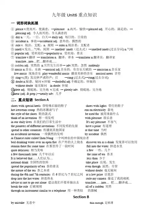 Unit6重点知识2022-2023学年人教版九年级英语全册