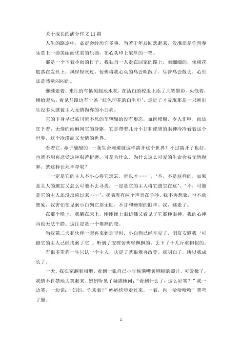 关于成长的满分作文11篇(精品范文)