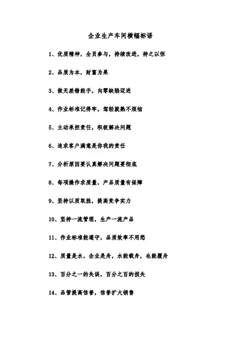 企业生产车间横幅标语（二篇）