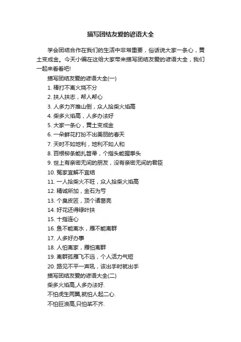 描写团结友爱的谚语大全