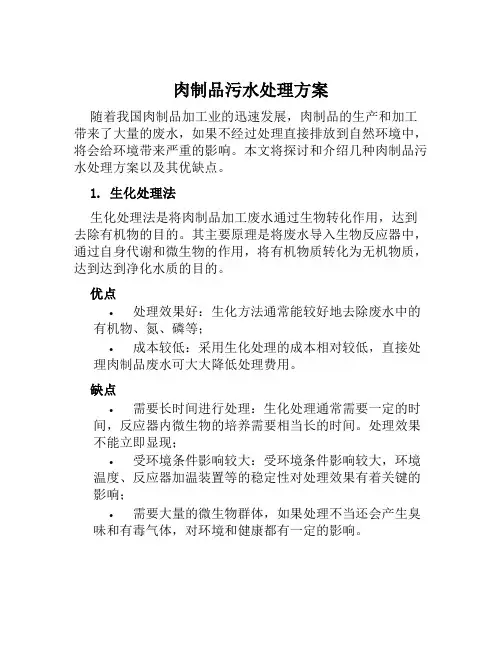 肉制品污水处理方案 (2)