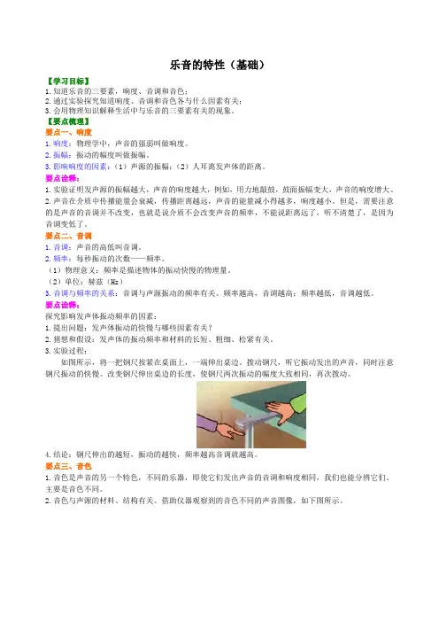 乐音的特性(基础)知识讲解