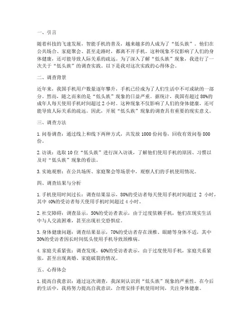 低头族调查实践心得体会