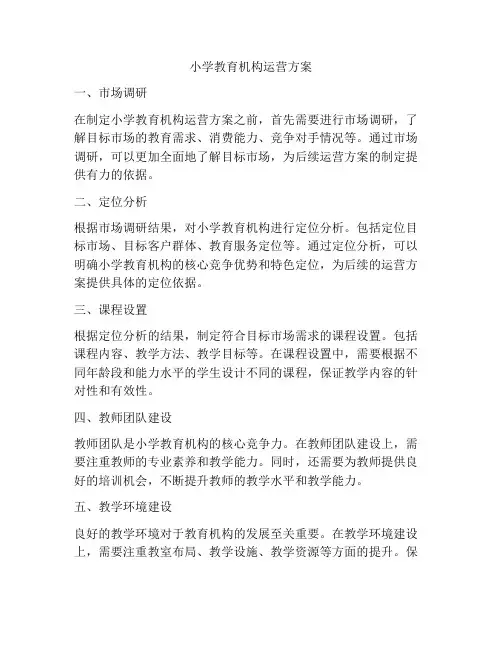 小学教育机构运营方案
