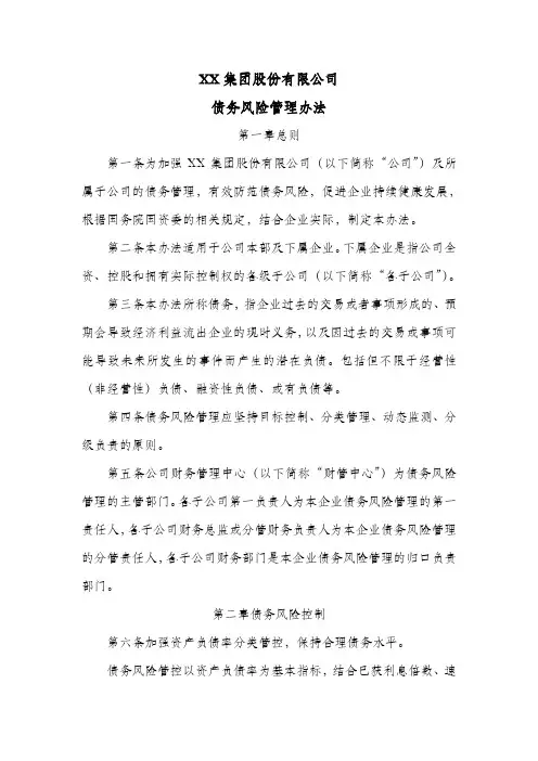 集团股份公司债务风险管理办法