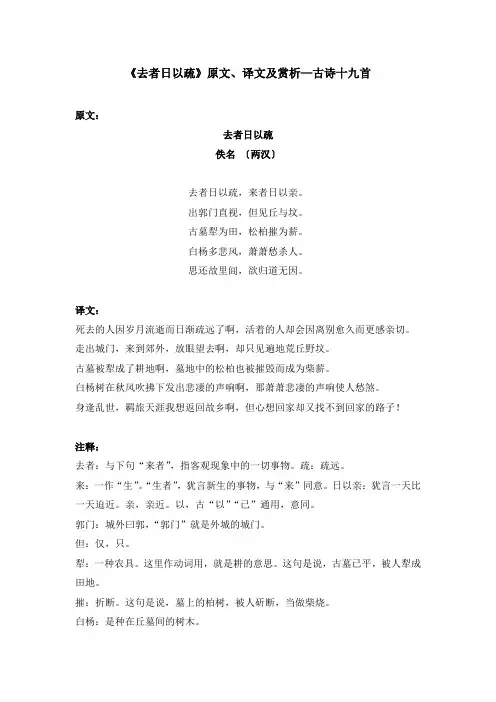 《去者日以疏》原文、译文及赏析—古诗十九首