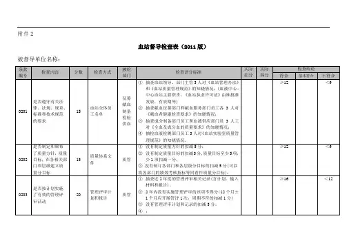 血站督导检查表(汇总)