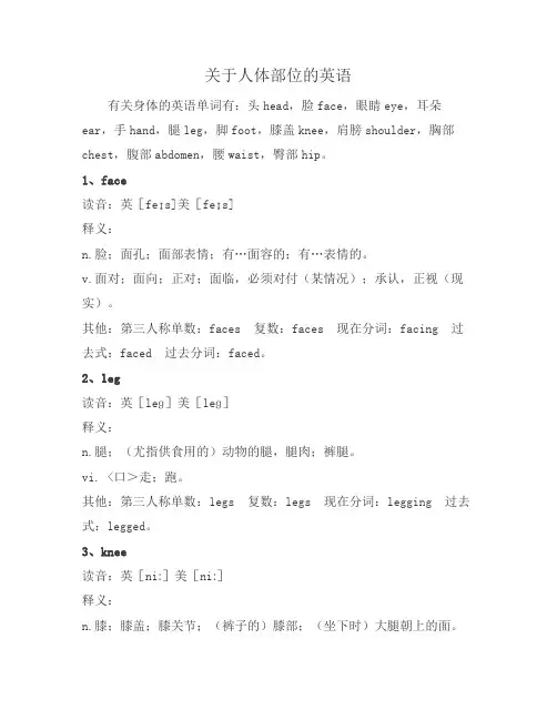 关于人体部位的英语