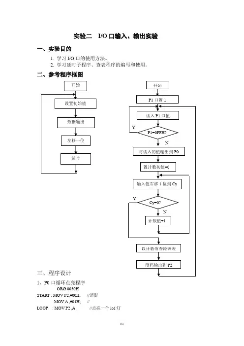 单片机实验-IO口的输入输出实验