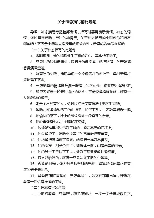 关于神态描写的比喻句