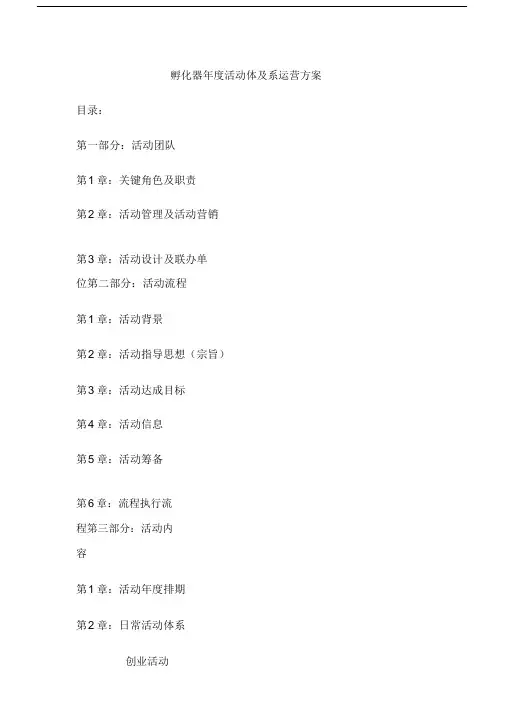 孵化器众创空间活动体系.doc