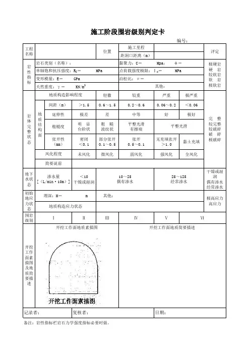 地质编录表格