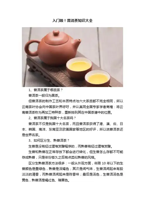 入门级！普洱茶知识大全