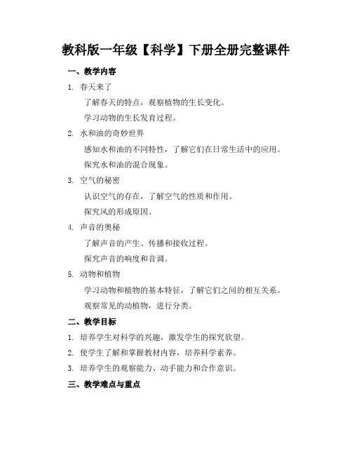 教科版一年级【科学】下册全册完整课件