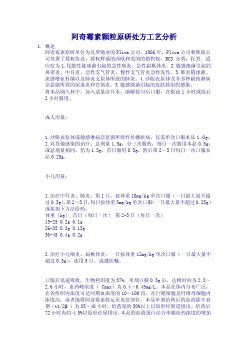 阿奇霉素颗粒原研处方工艺分析