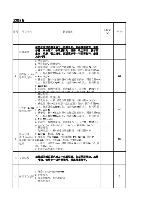 地下室车库清单