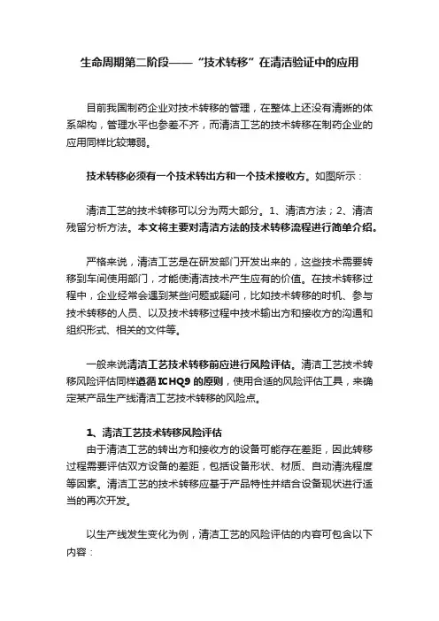 生命周期第二阶段——“技术转移”在清洁验证中的应用
