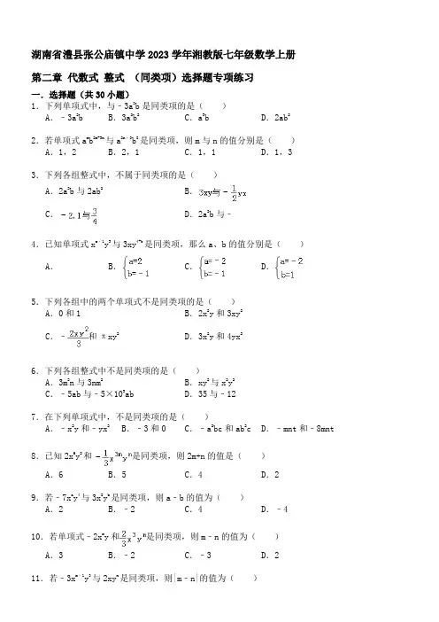 初中数学湘教版七年级上册第二章代数式2.4整式 全市一等奖