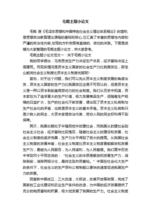 毛概主题小论文