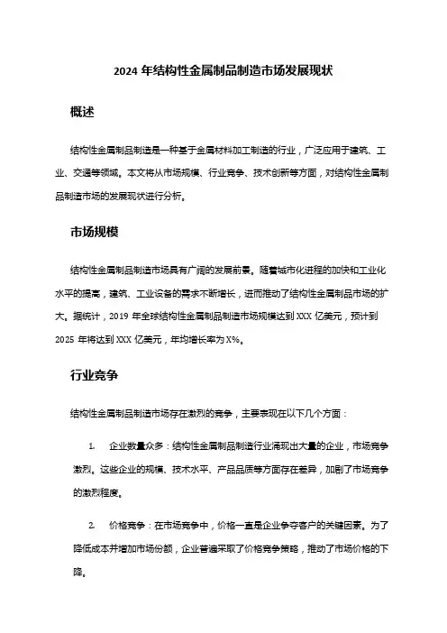 2024年结构性金属制品制造市场发展现状