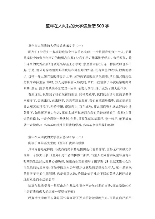 童年在人间我的大学读后感500字