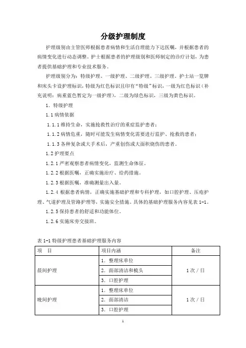 分级护理制度