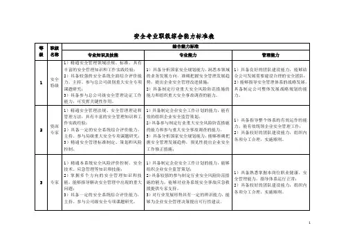 安全专业职级综合能力标准表+基本积分表  表式资料汇编
