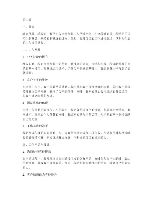 电销入司工作总结范文(3篇)