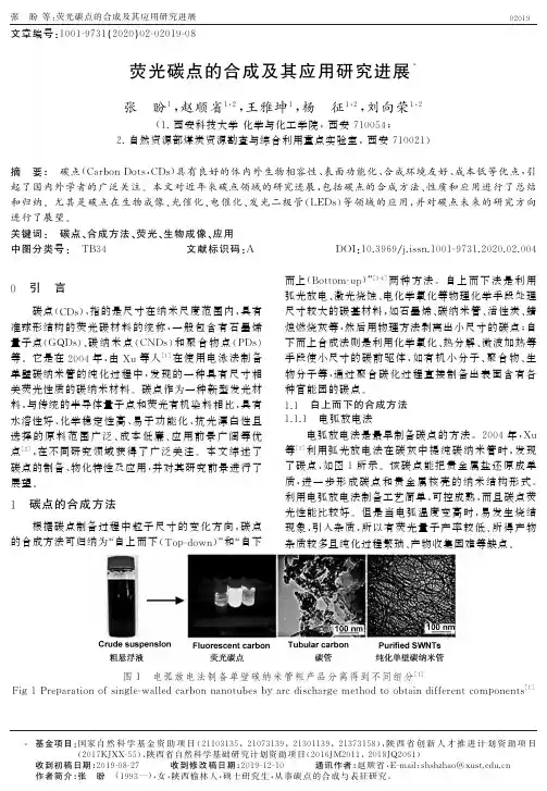 荧光碳点的合成及其应用研究进展