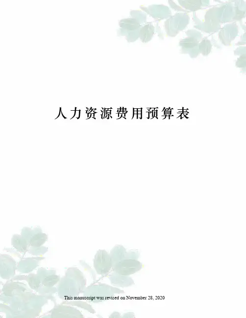 人力资源费用预算表