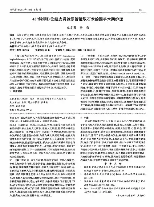 45°斜仰卧位经皮肾输尿管镜取石术的围手术期护理