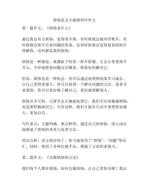 烦恼是支小插曲初中作文