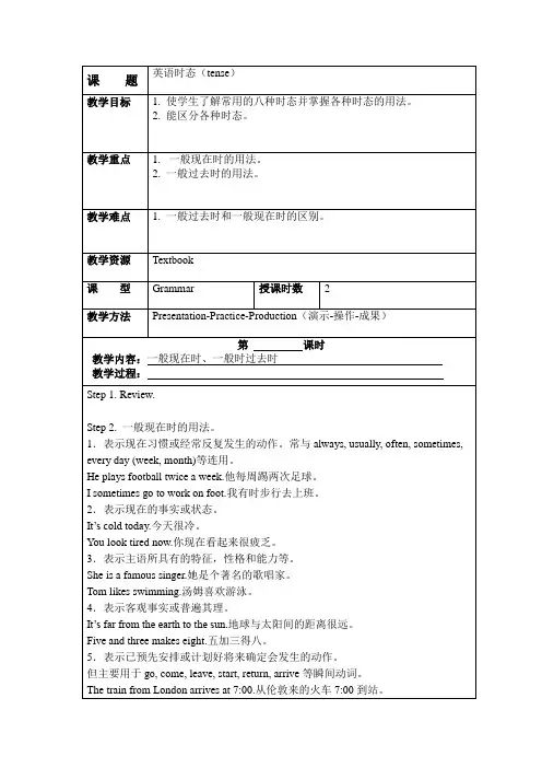 中职语法时态教案