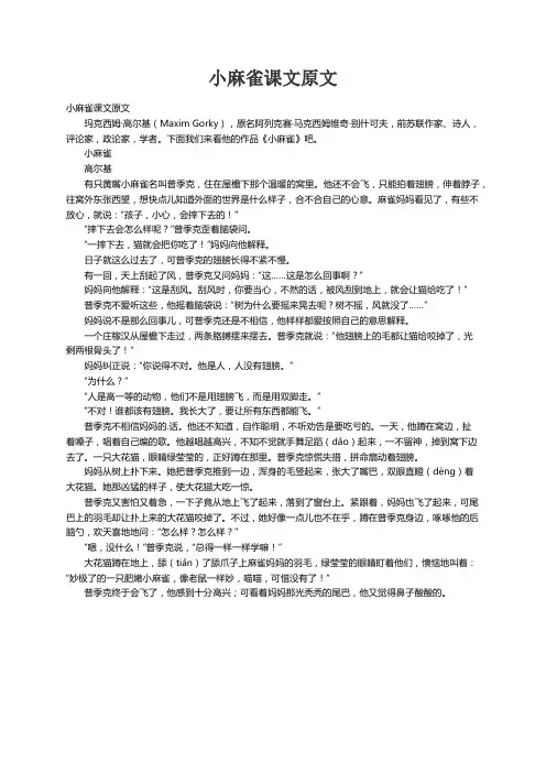 小麻雀课文原文