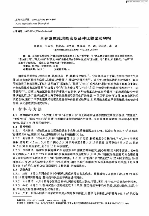 早春设施栽培哈密瓜品种比较试验初报