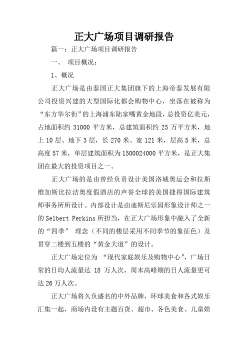 正大广场项目调研报告