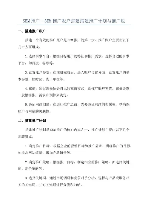 SEM推广—SEM推广账户搭建搭建推广计划与推广组