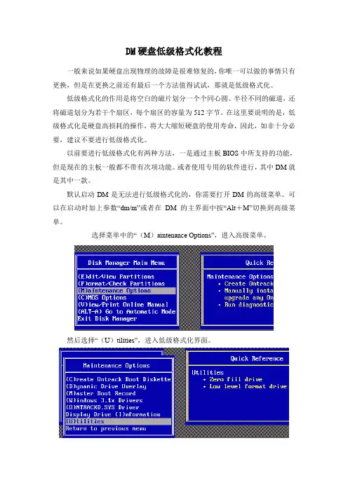 DM硬盘低级格式化教程