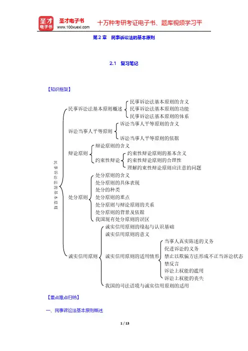 张卫平《民事诉讼法》(人大第3版)笔记和课后习题详解-第2章 民事诉讼法的基本原则【圣才出品】