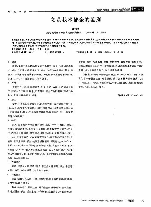 姜黄莪术郁金的鉴别