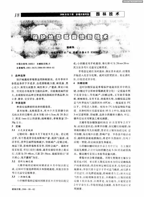 保护地草莓栽培新技术